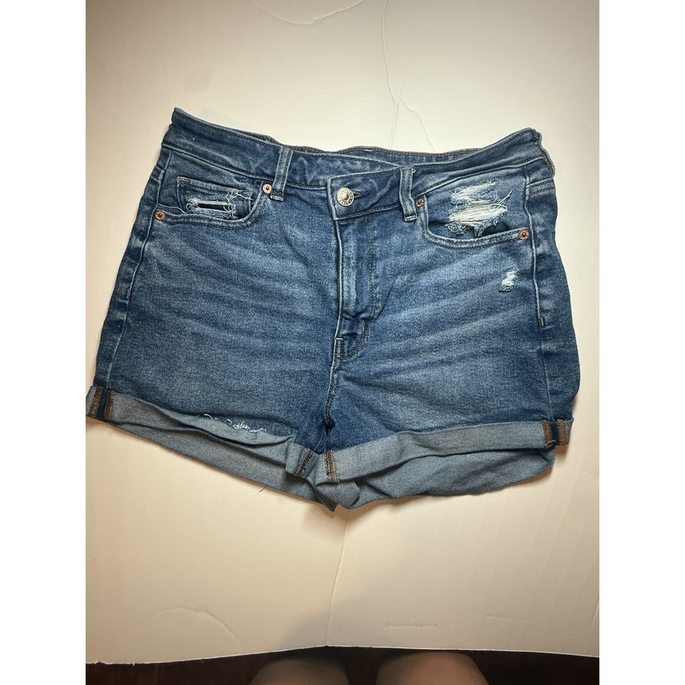 American Eagle High Rise Shortie Distressed Denim Stretch Shorts Size 6